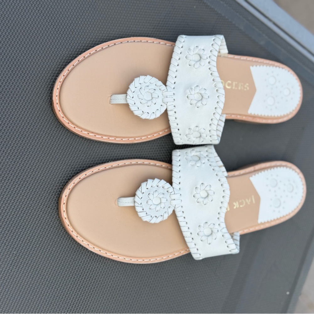 NEW Jack Rogers White Leather Sandals - size 8M - Picture 2 of 3